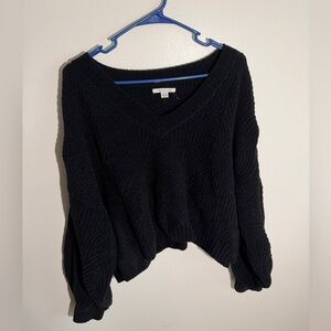 American Eagle Outfitters Black V-Neck Knit Sweater